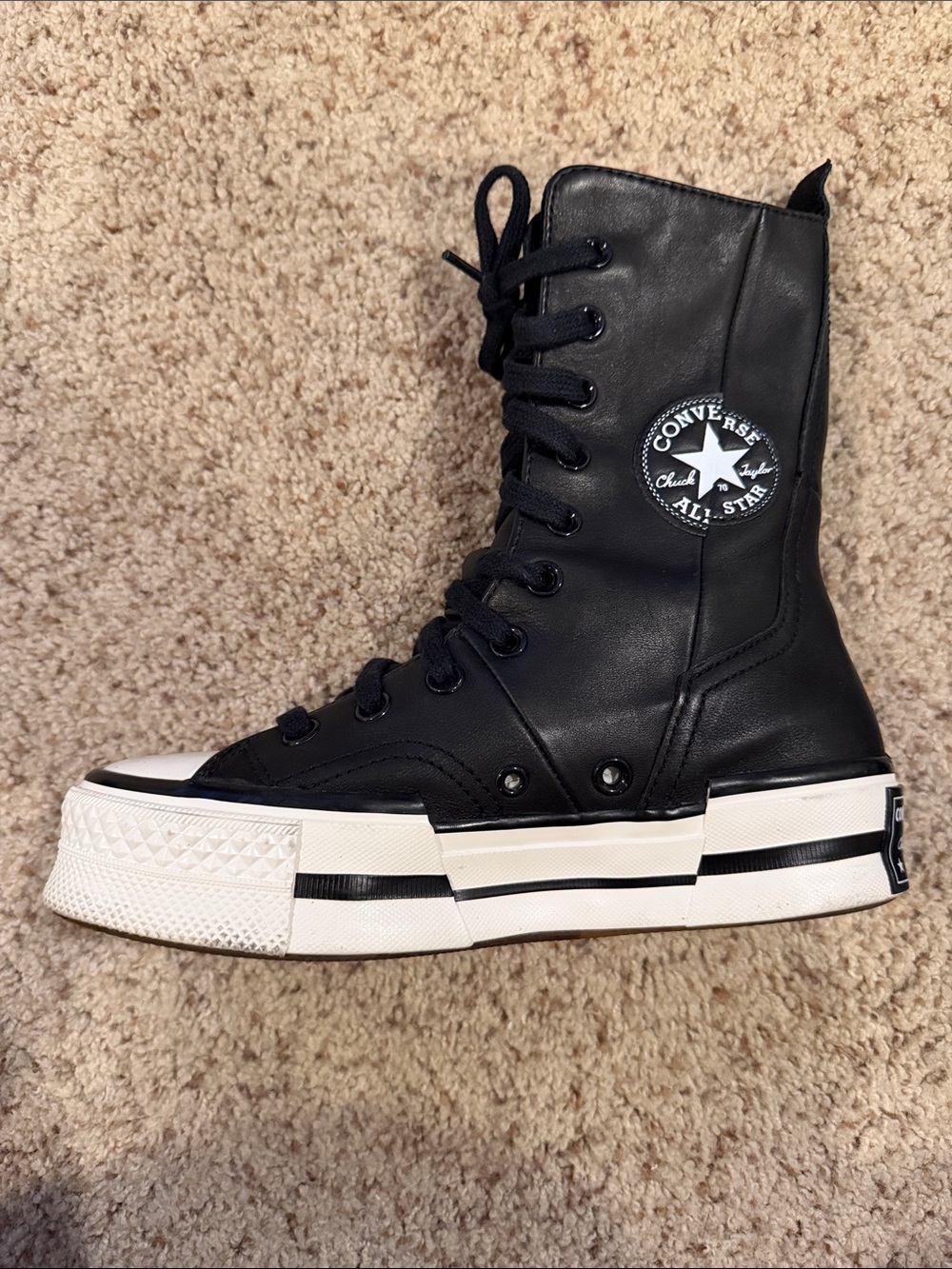 Leather Converse Chuck 70 High Top, Side Zipper ‘Black Egret’ Men’s 4/Women’s 6 - Picture 3 of 5